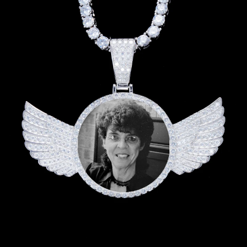 925S & VVS Moissanite 3D Wing Custom Picture Pendant