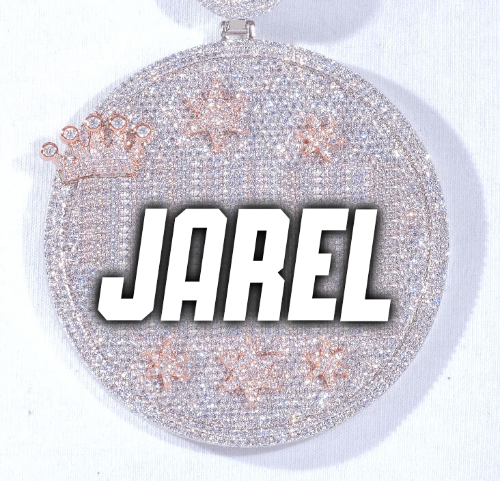 CUSTOM LETTER NECKLACE 3D BIG CROWN DISC