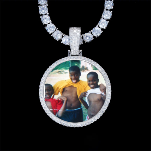 925S & VVS Moissanite 3D Circle Custom Picture Pendant