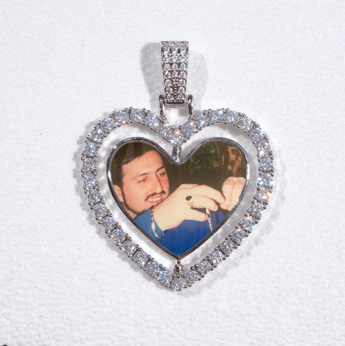 3D Spinning 2-Faced Heart Custom Picture Pendant