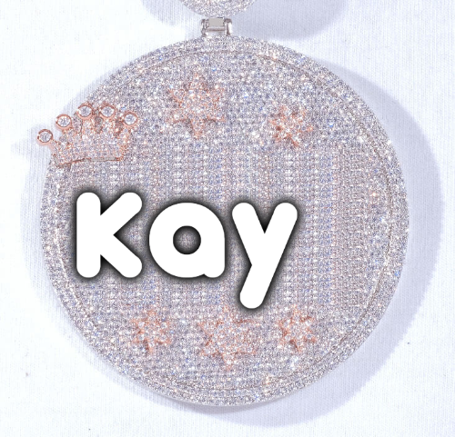 CUSTOM LETTER NECKLACE 3D BIG CROWN DISC