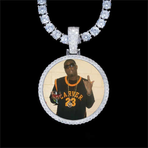 925S & VVS Moissanite 3D Circle Custom Picture Pendant