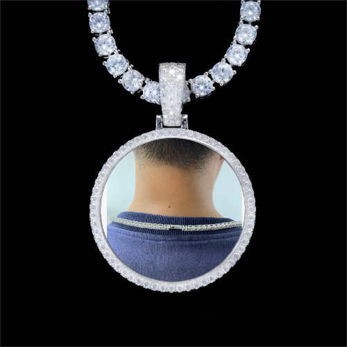 925S & VVS Moissanite 3D Circle Custom Picture Pendant