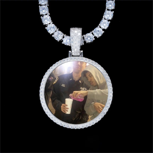 925S & VVS Moissanite 3D Circle Custom Picture Pendant