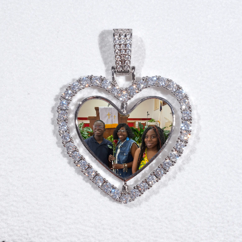 3D Spinning 2-Faced Heart Custom Picture Pendant