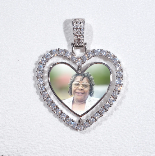 3D Spinning 2-Faced Heart Custom Picture Pendant