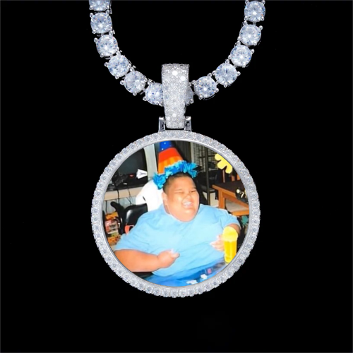 925S & VVS Moissanite 3D Circle Custom Picture Pendant