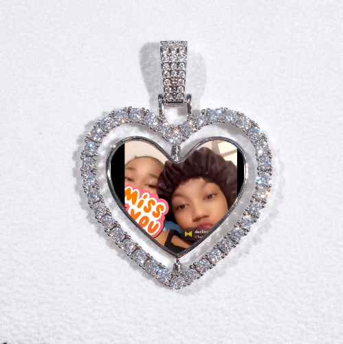3D Spinning 2-Faced Heart Custom Picture Pendant