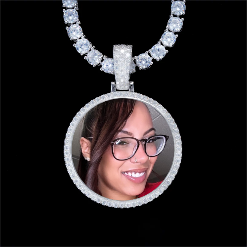 925S & VVS Moissanite 3D Circle Custom Picture Pendant