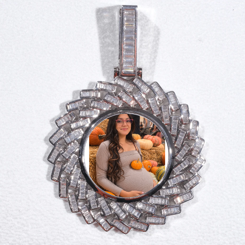 Large 3D Baguette Custom Picture Pendant
