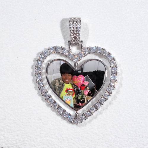3D Spinning 2-Faced Heart Custom Picture Pendant