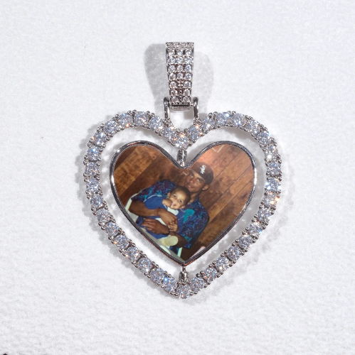 3D Spinning 2-Faced Heart Custom Picture Pendant