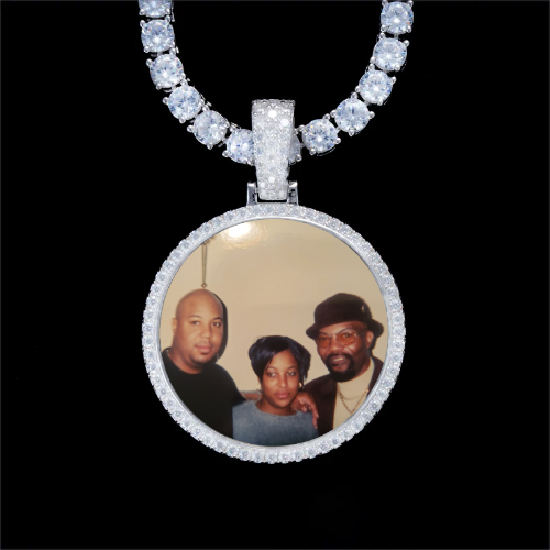 925S & VVS Moissanite 3D Circle Custom Picture Pendant