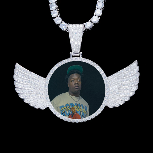 925S & VVS Moissanite 3D Wing Custom Picture Pendant