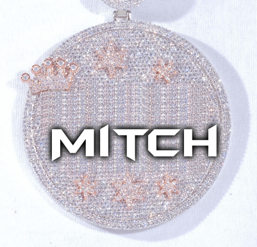 CUSTOM LETTER NECKLACE 3D BIG CROWN DISC