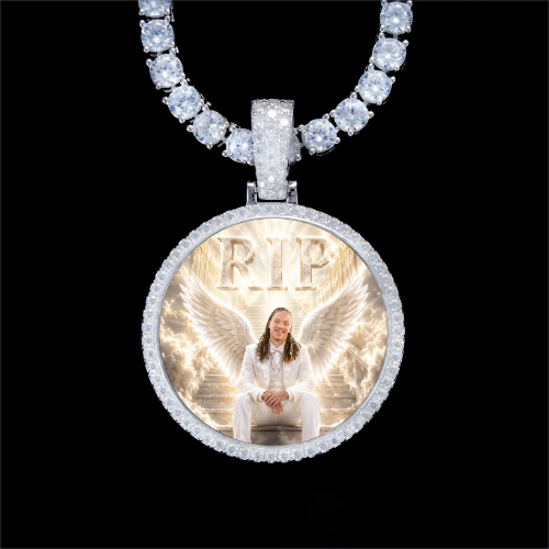 925S & VVS Moissanite 3D Circle Custom Picture Pendant