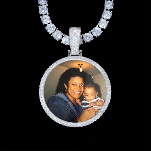 925S & VVS Moissanite 3D Circle Custom Picture Pendant