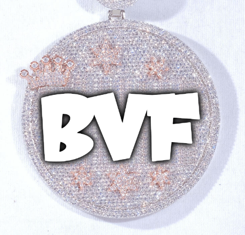 CUSTOM LETTER NECKLACE 3D BIG CROWN DISC