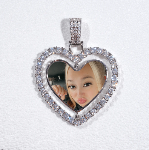 3D Spinning 2-Faced Heart Custom Picture Pendant