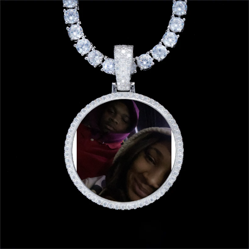 925S & VVS Moissanite 3D Circle Custom Picture Pendant