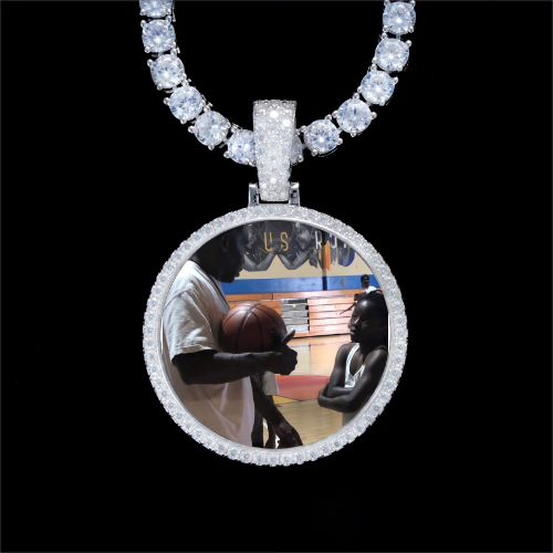 925S & VVS Moissanite 3D Circle Custom Picture Pendant