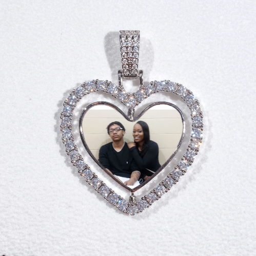3D Spinning 2-Faced Heart Custom Picture Pendant