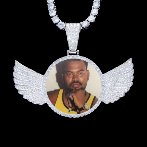 925S & VVS Moissanite 3D Wing Custom Picture Pendant