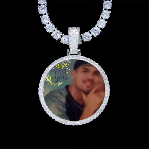 925S & VVS Moissanite 3D Circle Custom Picture Pendant