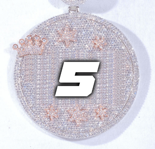 CUSTOM LETTER NECKLACE 3D BIG CROWN DISC