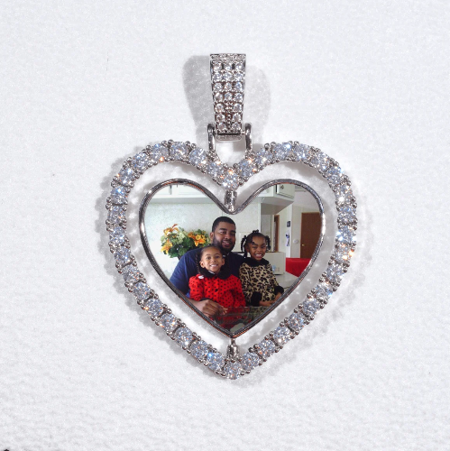 3D Spinning 2-Faced Heart Custom Picture Pendant