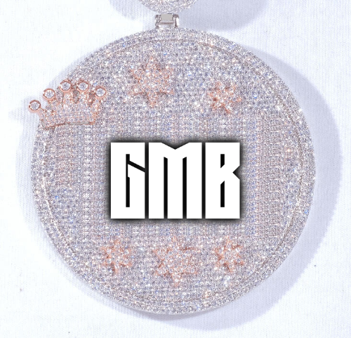 CUSTOM LETTER NECKLACE 3D BIG CROWN DISC