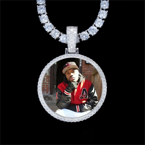 925S & VVS Moissanite 3D Circle Custom Picture Pendant