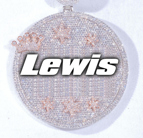 CUSTOM LETTER NECKLACE 3D BIG CROWN DISC