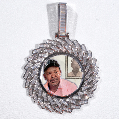 Large 3D Baguette Custom Picture Pendant