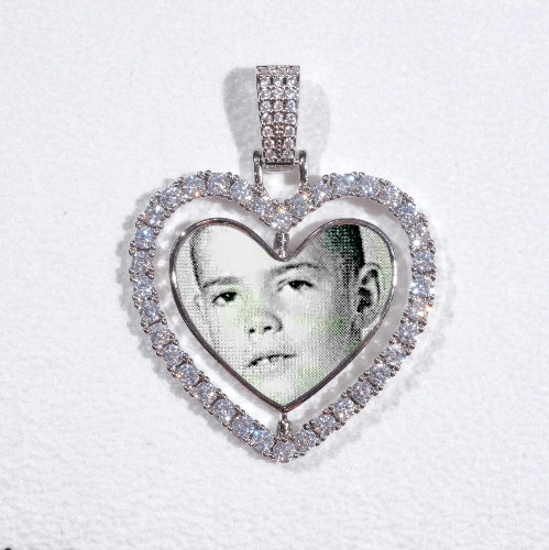 3D Spinning 2-Faced Heart Custom Picture Pendant