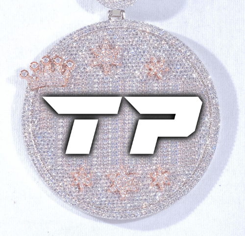 CUSTOM LETTER NECKLACE 3D BIG CROWN DISC