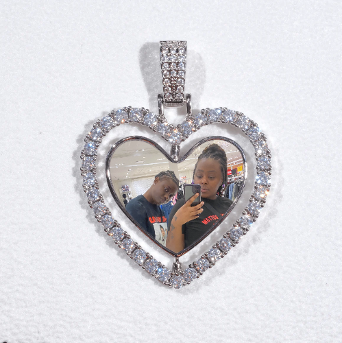 3D Spinning 2-Faced Heart Custom Picture Pendant