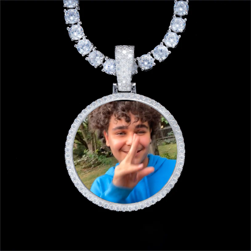 925S & VVS Moissanite 3D Circle Custom Picture Pendant
