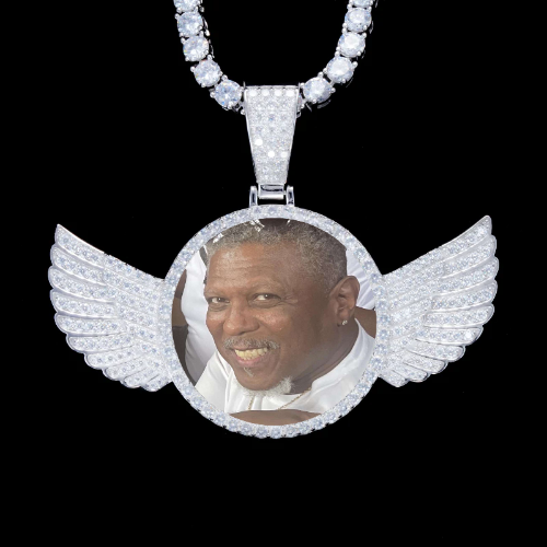 925S & VVS Moissanite 3D Wing Custom Picture Pendant
