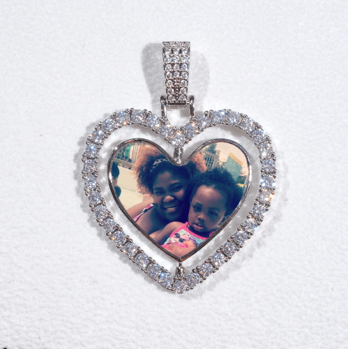 3D Spinning 2-Faced Heart Custom Picture Pendant