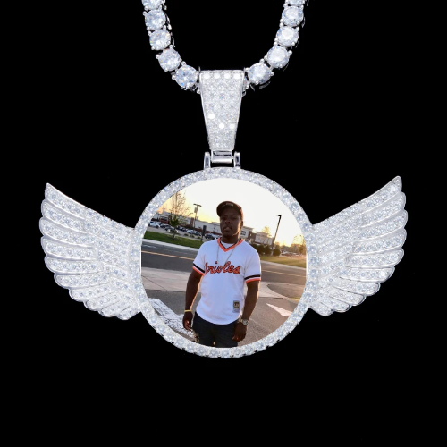 925S & VVS Moissanite 3D Wing Custom Picture Pendant