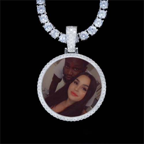 925S & VVS Moissanite 3D Circle Custom Picture Pendant