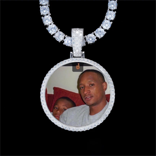 925S & VVS Moissanite 3D Circle Custom Picture Pendant