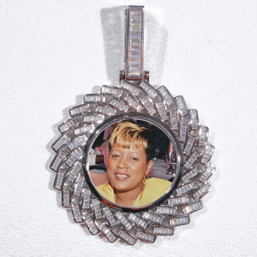 Large 3D Baguette Custom Picture Pendant