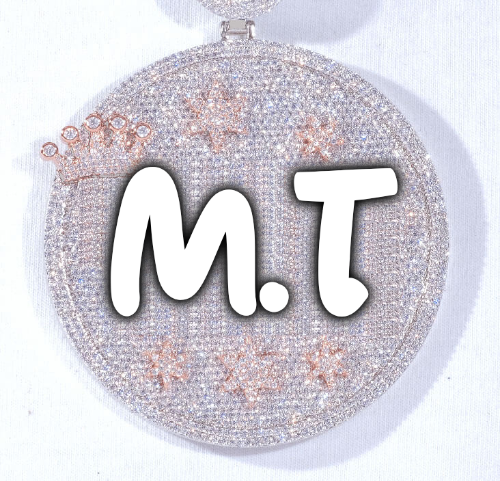 CUSTOM LETTER NECKLACE 3D BIG CROWN DISC