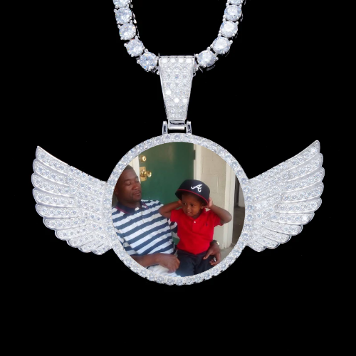925S & VVS Moissanite 3D Wing Custom Picture Pendant