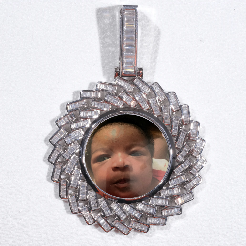 Large 3D Baguette Custom Picture Pendant