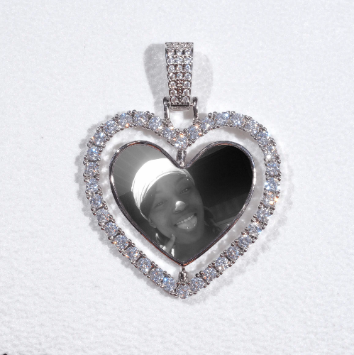 3D Spinning 2-Faced Heart Custom Picture Pendant