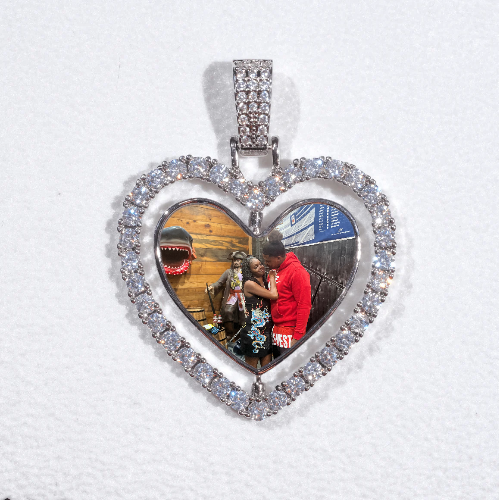3D Spinning 2-Faced Heart Custom Picture Pendant