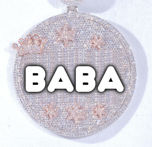 CUSTOM LETTER NECKLACE 3D BIG CROWN DISC